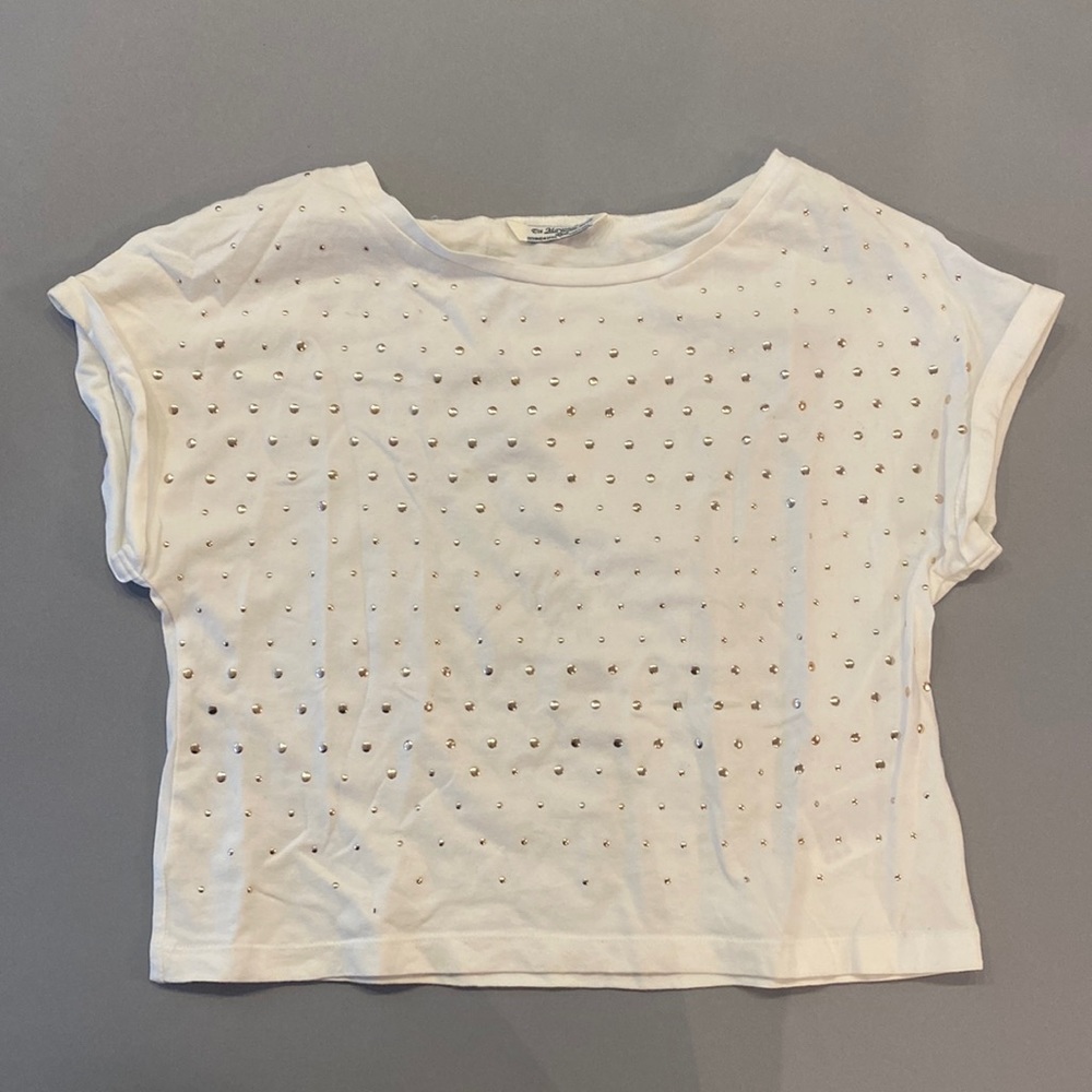 Mayoral girl white gold studs top size 16 162cm